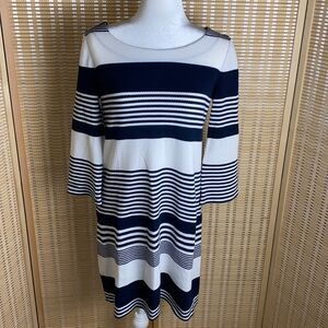Lilly Pulitzer Midi Marlowe Dress Blue White  Stripe Twist Back Size Medium